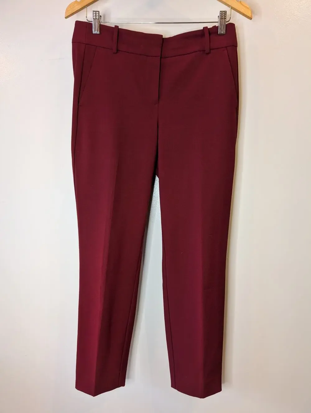 J.Crew Mercantile Burgundy Slim Straight Crop Trousers Sz 6 Ankle Pant